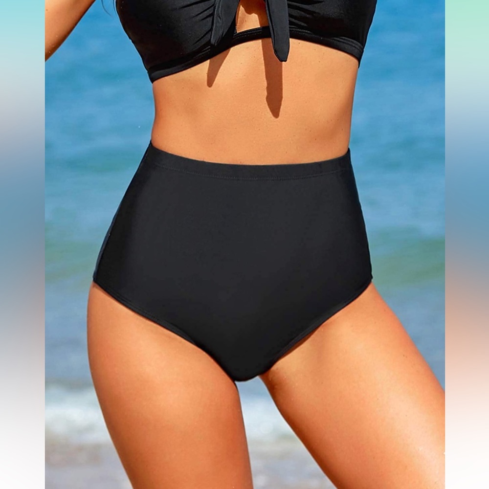 BRAND NEW NEVER WORN - Women’s Black High Waisted Bikini/Midkini Bottoms